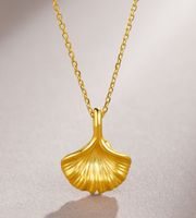 Fashion Ginkgo Leaf Titanium Steel Gold Plated Pendant Necklace 1 Piece main image 3