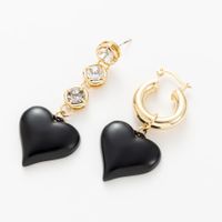1 Pair Vintage Style Heart Shape Copper Plating Inlay Zircon 24k Gold Plated Drop Earrings main image 4