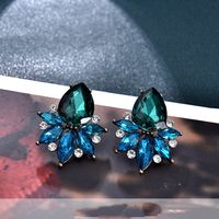 Retro Geometric Flower Metal Inlay Artificial Crystal Zircon Drop Earrings 1 Pair sku image 3