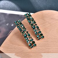 Retro Geometric Flower Metal Inlay Artificial Crystal Zircon Drop Earrings 1 Pair sku image 2