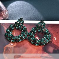 Retro Geometric Flower Metal Inlay Artificial Crystal Zircon Drop Earrings 1 Pair sku image 4