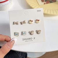Sweet Bow Knot Alloy Plating Women's Ear Studs 4 Pairs sku image 15