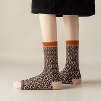 Frau Vintage-stil Geometrisch Baumwolle Crew Socken Ein Paar main image 3