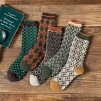 Frau Vintage-stil Geometrisch Baumwolle Crew Socken Ein Paar main image 1