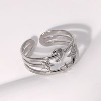 Fashion Star Moon Stainless Steel Plating Open Ring main image 4