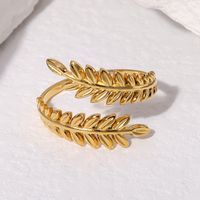 Vintage Style Simple Style Leaves Stainless Steel Plating Gold Plated Silver Plated Open Ring main image 5