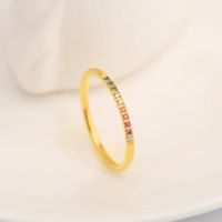 Simple Style Circle Stainless Steel Inlay Zircon Rings 1 Piece main image 1