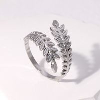 Vintage Style Simple Style Leaves Stainless Steel Plating Gold Plated Silver Plated Open Ring sku image 2