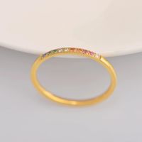 Simple Style Circle Stainless Steel Inlay Zircon Rings 1 Piece main image 4