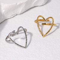 Sweet Heart Shape Stainless Steel Plating Hollow Out Open Ring main image 1