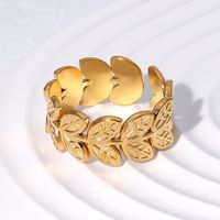 Fashion Leaf Stainless Steel Plating Open Ring main image 3