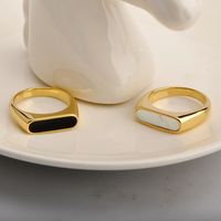 Simple Style Geometric Titanium Steel Plating Inlay Shell Rings 1 Piece main image 4