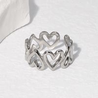 Vintage Style Heart Shape Stainless Steel Asymmetrical Open Rings sku image 1