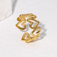 Vintage Style Heart Shape Stainless Steel Asymmetrical Open Rings main image 2