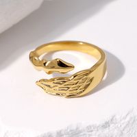 Exaggerated Angel Stainless Steel Asymmetrical Open Rings sku image 1