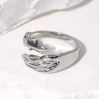 Exaggerated Angel Stainless Steel Asymmetrical Open Rings main image 5