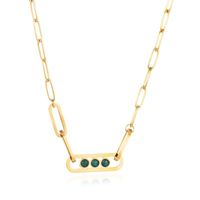 Fashion Round Heart Shape Titanium Steel Plating Inlay Turquoise Pendant Necklace 1 Piece sku image 4