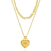 Fashion Round Heart Shape Titanium Steel Plating Inlay Turquoise Pendant Necklace 1 Piece sku image 1