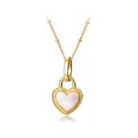 Elegant Heart Shape Titanium Steel Inlay Shell Pendant Necklace main image 2