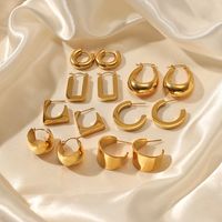 1 Pair Ig Style Simple Style Solid Color Plating Stainless Steel Gold Plated Earrings main image 1