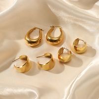 1 Pair Ig Style Simple Style Solid Color Plating Stainless Steel Gold Plated Earrings main image 4