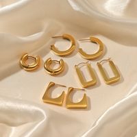 1 Pair Ig Style Simple Style Solid Color Plating Stainless Steel Gold Plated Earrings main image 3