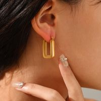 1 Pair Ig Style Simple Style Solid Color Plating Stainless Steel Gold Plated Earrings main image 2