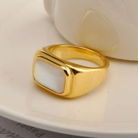 Fashion Geometric Titanium Steel Plating Inlay Shell Rings 1 Piece sku image 8