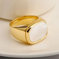 Fashion Geometric Titanium Steel Plating Inlay Shell Rings 1 Piece sku image 6