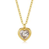 1 Piece Simple Style Heart Shape Stainless Steel Titanium Steel Plating Chain Pendant Necklace sku image 4
