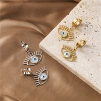 Fashion Devil's Eye Stainless Steel Gold Plated Shell Earrings 1 Pair main image 1
