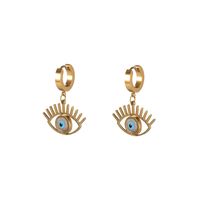 Fashion Devil's Eye Stainless Steel Gold Plated Shell Earrings 1 Pair main image 3