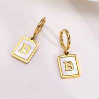 Simple Style Letter Square Stainless Steel Plating Inlay Shell Drop Earrings 1 Pair main image 3