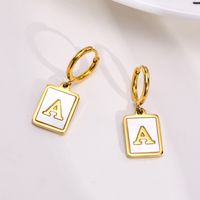 Simple Style Letter Square Stainless Steel Plating Inlay Shell Drop Earrings 1 Pair main image 6