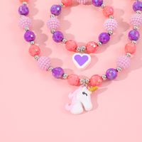Sweet Heart Shape Unicorn Resin Beaded Girl's Necklace 1 Piece main image 2