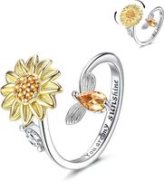 Mode Blume Kupfer Überzug Inlay Zirkon Offener Ring 1 Stück sku image 6