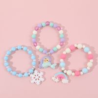 Fashion Rainbow Mermaid Snowflake Resin Beaded Girl's Necklace 1 Piece main image 4