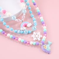 Fashion Rainbow Mermaid Snowflake Resin Beaded Girl's Necklace 1 Piece main image 3