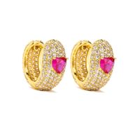 Sweet Heart Shape Copper Gold Plated Zircon Women's Rings Earrings main image 4