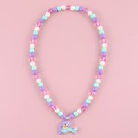 Fashion Rainbow Mermaid Snowflake Resin Beaded Girl's Necklace 1 Piece sku image 5