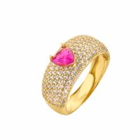 Sweet Heart Shape Copper Gold Plated Zircon Women's Rings Earrings sku image 1