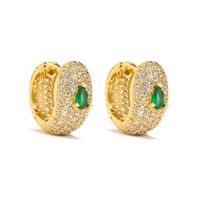 Sweet Heart Shape Copper Gold Plated Zircon Women's Rings Earrings sku image 7