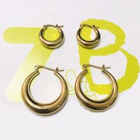 Fashion U Shape Stainless Steel Gold Plated Earrings 1 Pair main image 5