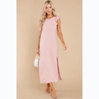 Women's A-line Skirt Fashion Round Neck Sleeveless Solid Color Maxi Long Dress Casual sku image 9