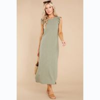 Women's A-line Skirt Fashion Round Neck Sleeveless Solid Color Maxi Long Dress Casual sku image 5