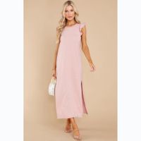 Women's A-line Skirt Fashion Round Neck Sleeveless Solid Color Maxi Long Dress Casual sku image 10
