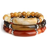 Fashion Geometric Pu Leather Agate Metal Beaded Bracelets 1 Piece main image 1