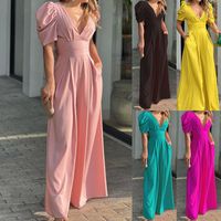 Women'S Street Fashion Solid Color Full Length Popover Jumpsuits main image video