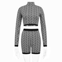 Women's Fashion Printing Spandex Polyester Twilled Satin Printing Shorts Sets main image 4