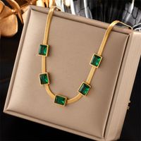Retro Square 304 Stainless Steel Plating Inlay Artificial Rhinestones 18K Gold Plated Women'S Necklace main image 6